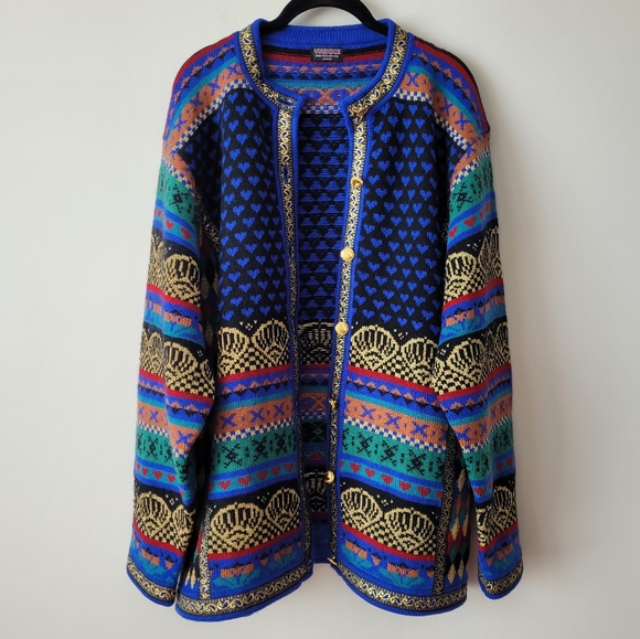 Vrikke of Norway Irene Haugland Zahl Designed Scandinavian Wool Cardigan XL - Picture 8 of 16